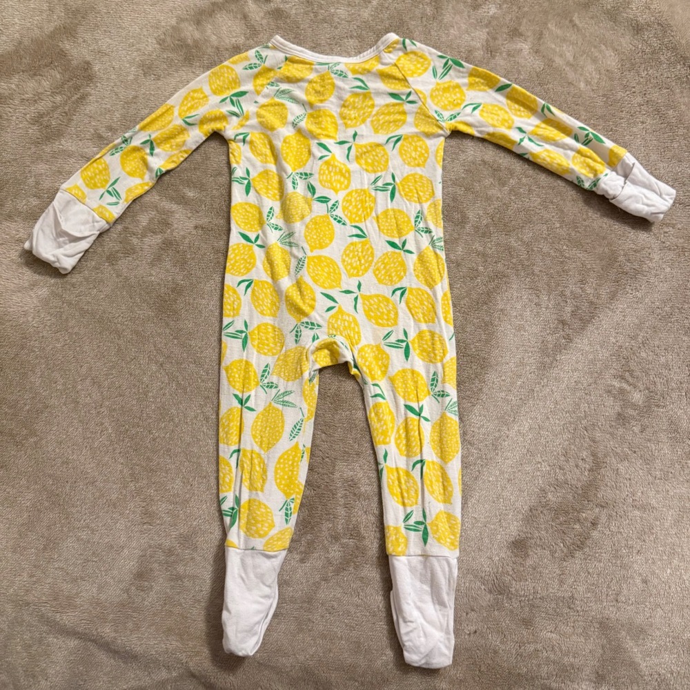 Little Sleepies Lemon Zippie Bamboo Viscose Sleeper 0-3 Months Yellow White